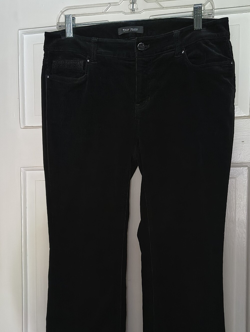 White House Black Market Black Bootcut Velvet-Effect Flare Pants